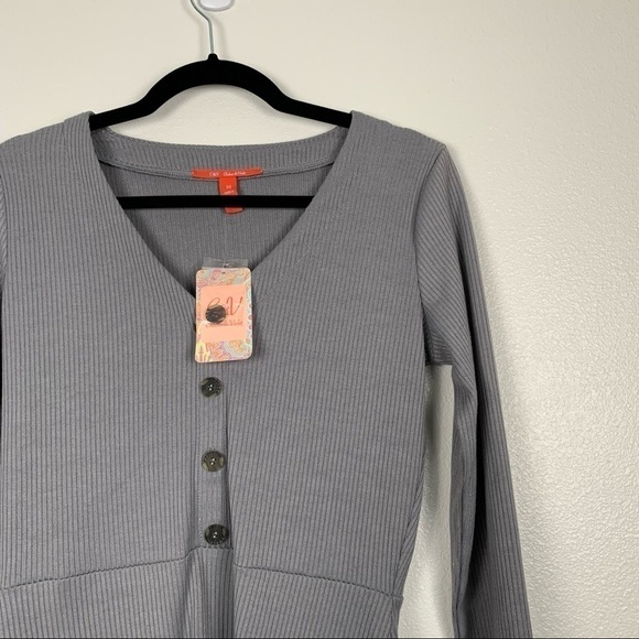 Chelsea & Violet Ribbed Long Sleeve Dress Gray M NWT - Picture 4 of 7